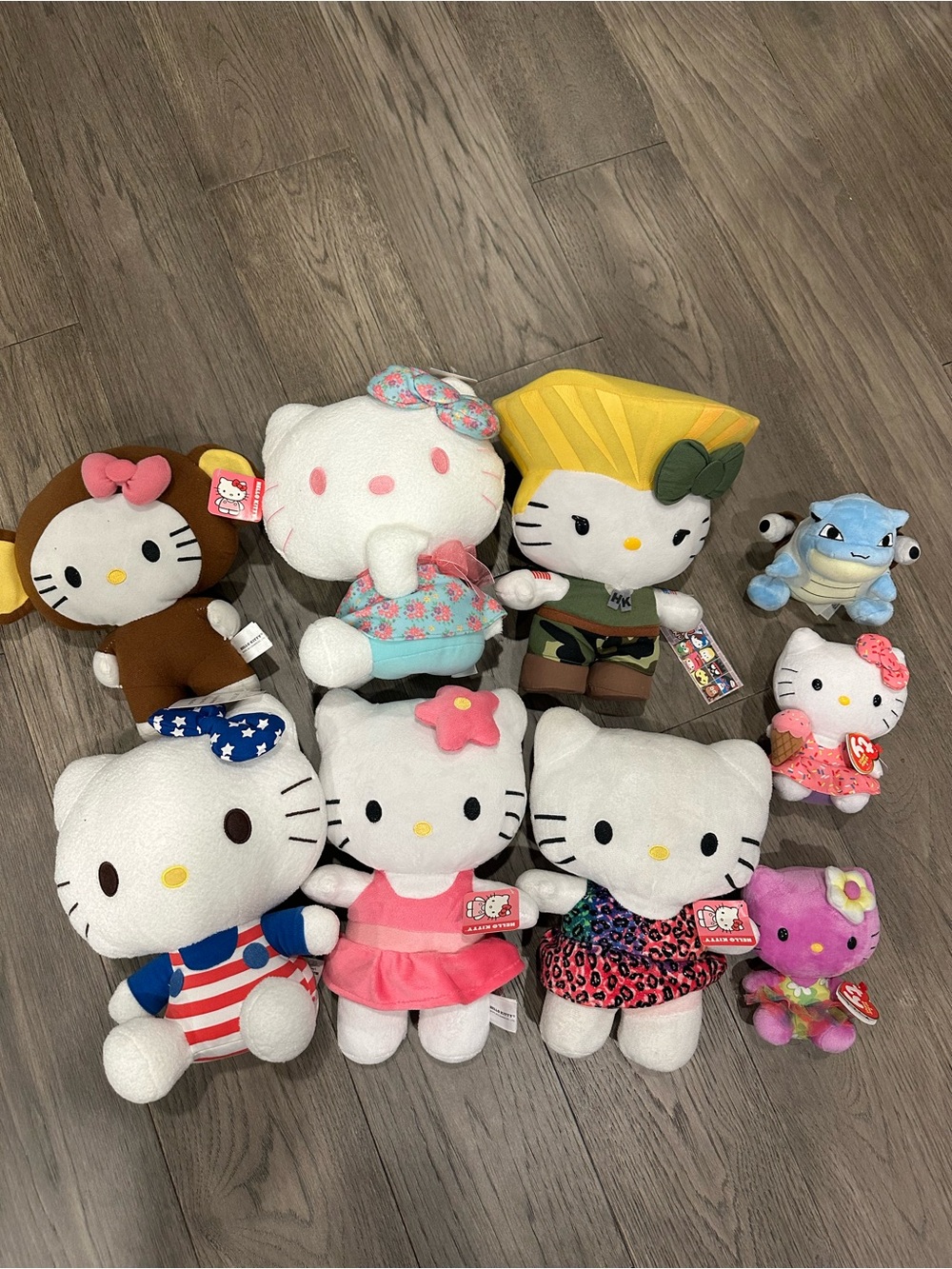 Hello Kitty Plush Collection and one Pokémon small plush